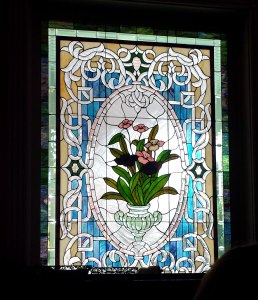 Stained glass window near side entrance.